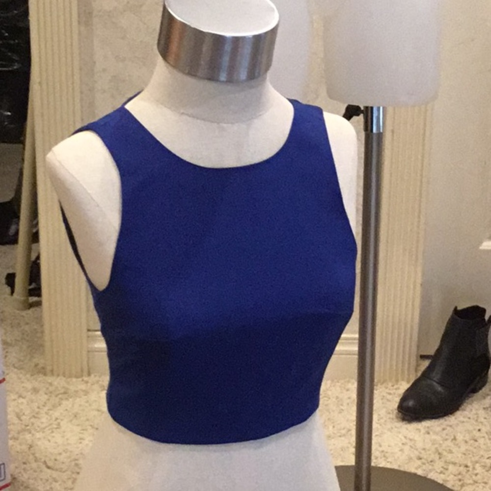 Tibi royal blue and black lined crop top brand new with tags